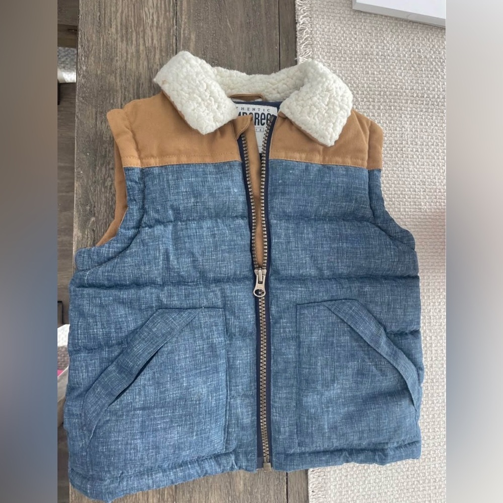 GYMBOREE BOYS Buffalo Lodge denim brown vest size 2T